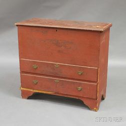 Red-painted Two-drawer Blanket Chest